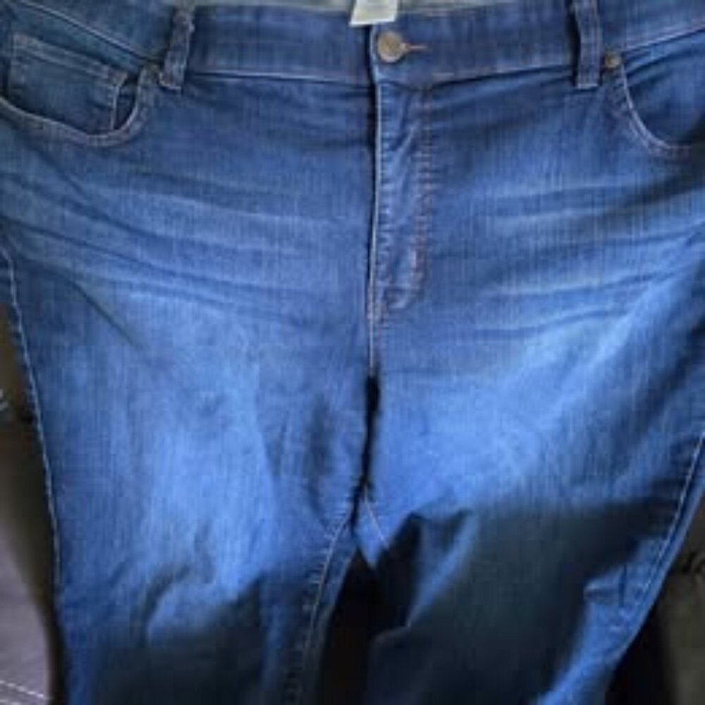 Terra & Sky 20W Dark Wash Denim Capri Jeans High Rise Cropped Pedal Pushers